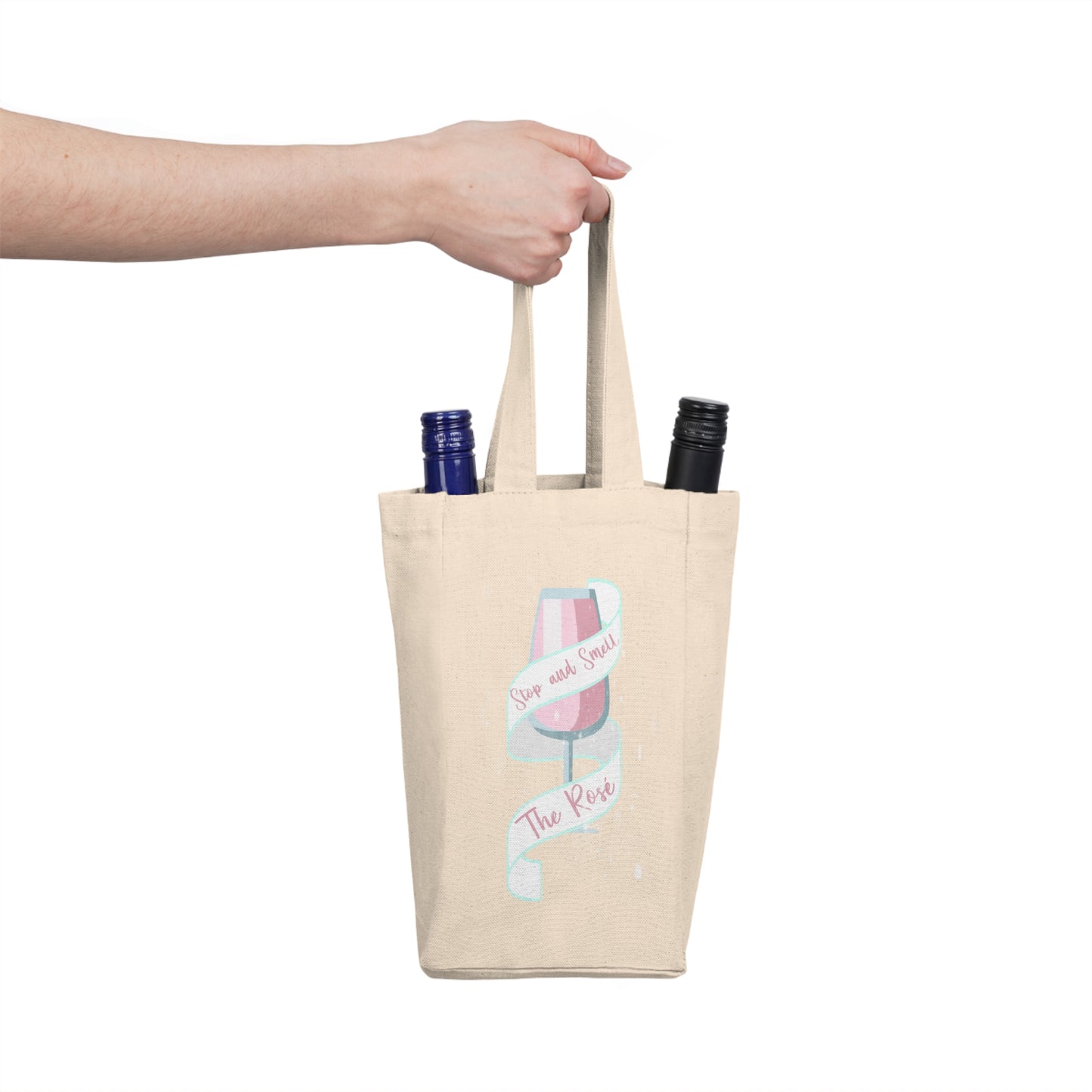 Rose Double Wine Tote Bag