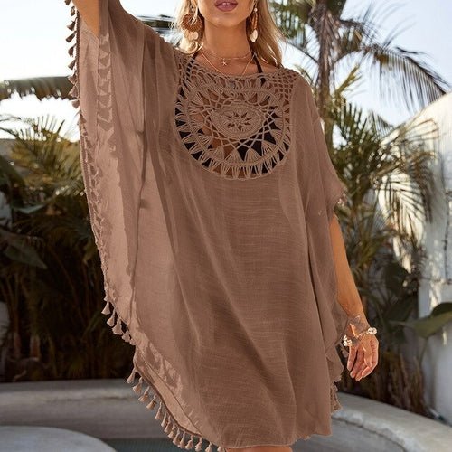Beach Cover Up Sunflower Solid Fringe - Shell Yeah by JaksOne SizeRose RedROSERED-ONESIZEOther