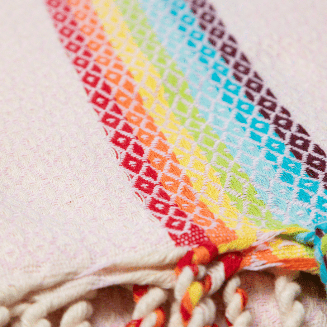 Beach Spa Turkish Hammam Towel Rainbow Beige - Shell Yeah by JaksSMRB003Bath & Beauty