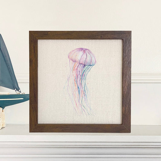 Colorful Jellyfish - Framed Sign - Shell Yeah by JaksWalnutCS-BFS-11134-BRNHome Decor