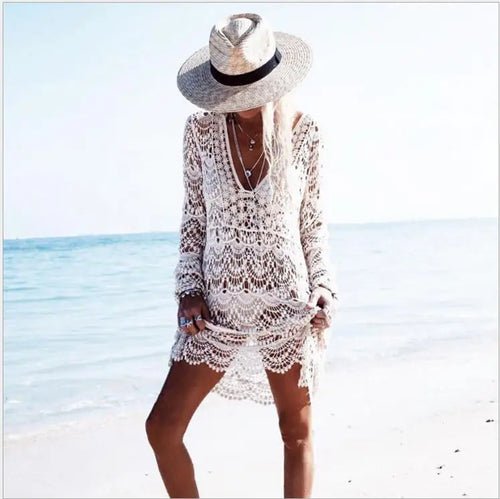 Hollow Crochet Seaside Vacation Beach Coverall - Shell Yeah by JaksOne SizeWhiteWHITE-ONESIZEOther
