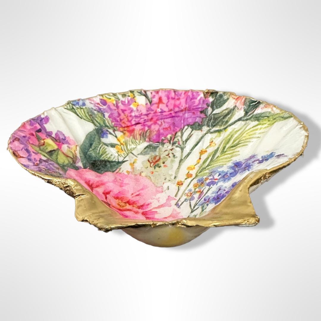 Garden Bloom Scallop Shell Trinket Dish – Gold Rim
