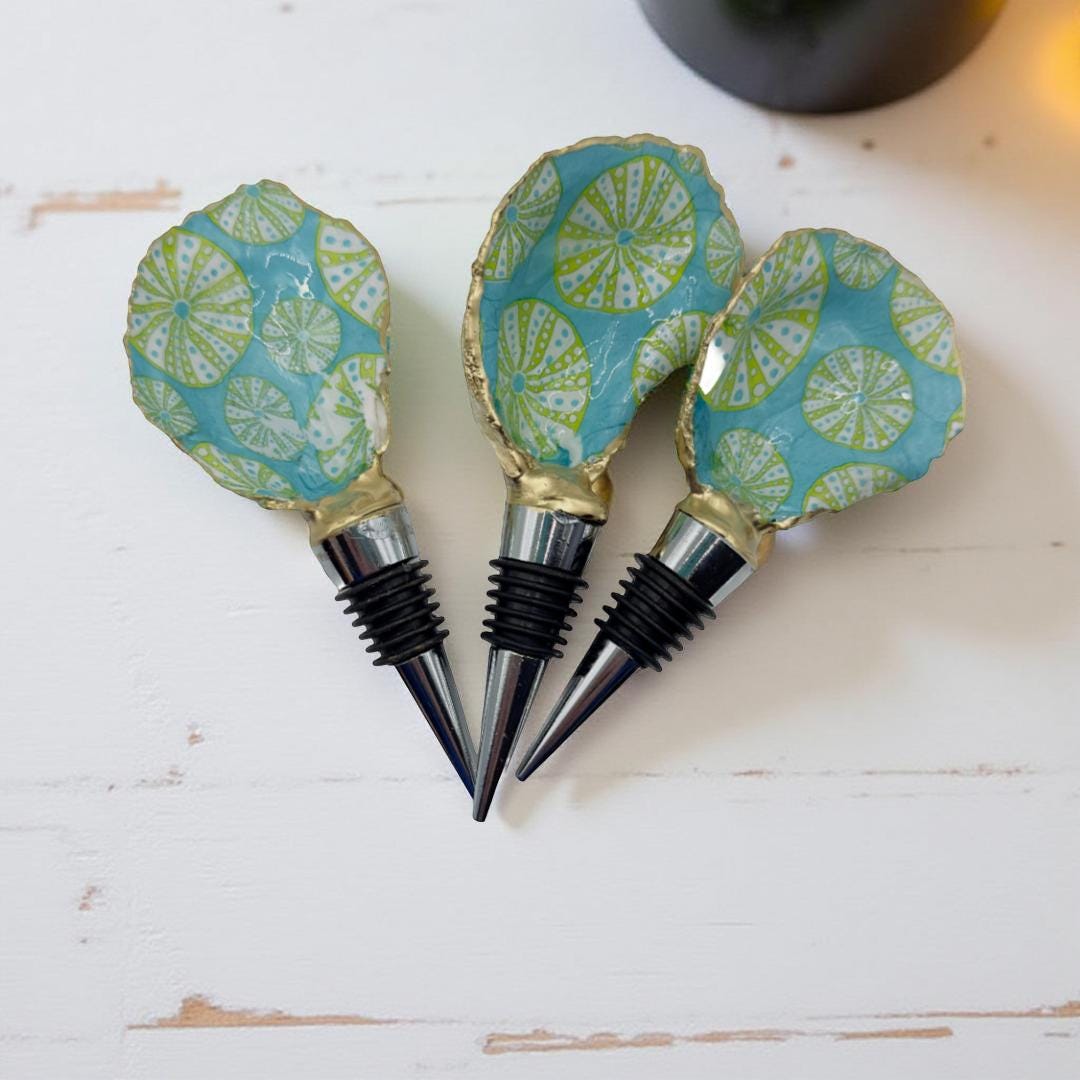Sea Urchin Splash Oyster Shell Wine Stopper – Gold Rim