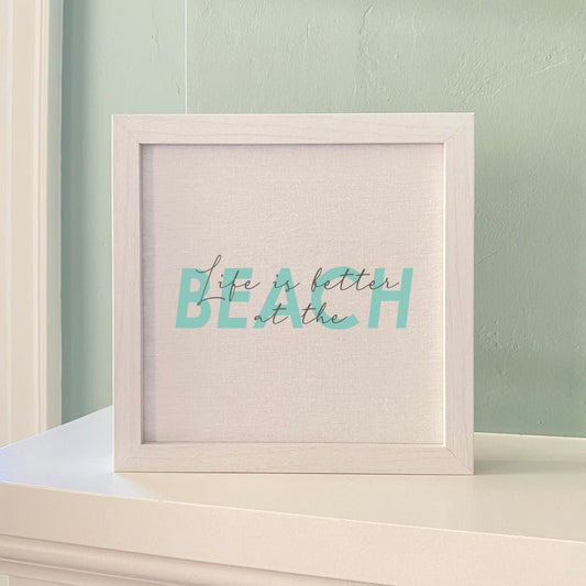 Life is Better at the Beach (Script Overlay) - Framed Sign - Shell Yeah by JaksWalnutCS-BFS-11148-BRNHome Decor