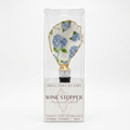 Blue hydrangea floral oyster shell wine stopper with gold finish