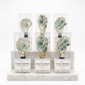 Eucalyptus botanical motif oyster shell wine stopper with gold rim finish