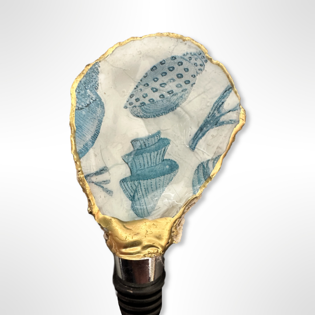 Blue Seashell Oyster Shell Wine Stopper