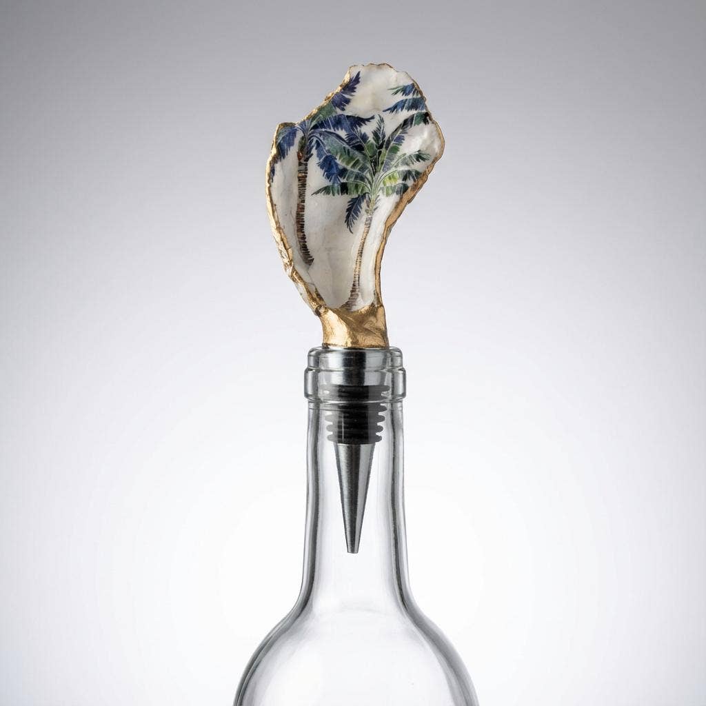 Palm Tree Oyster Shell Wine Stopper