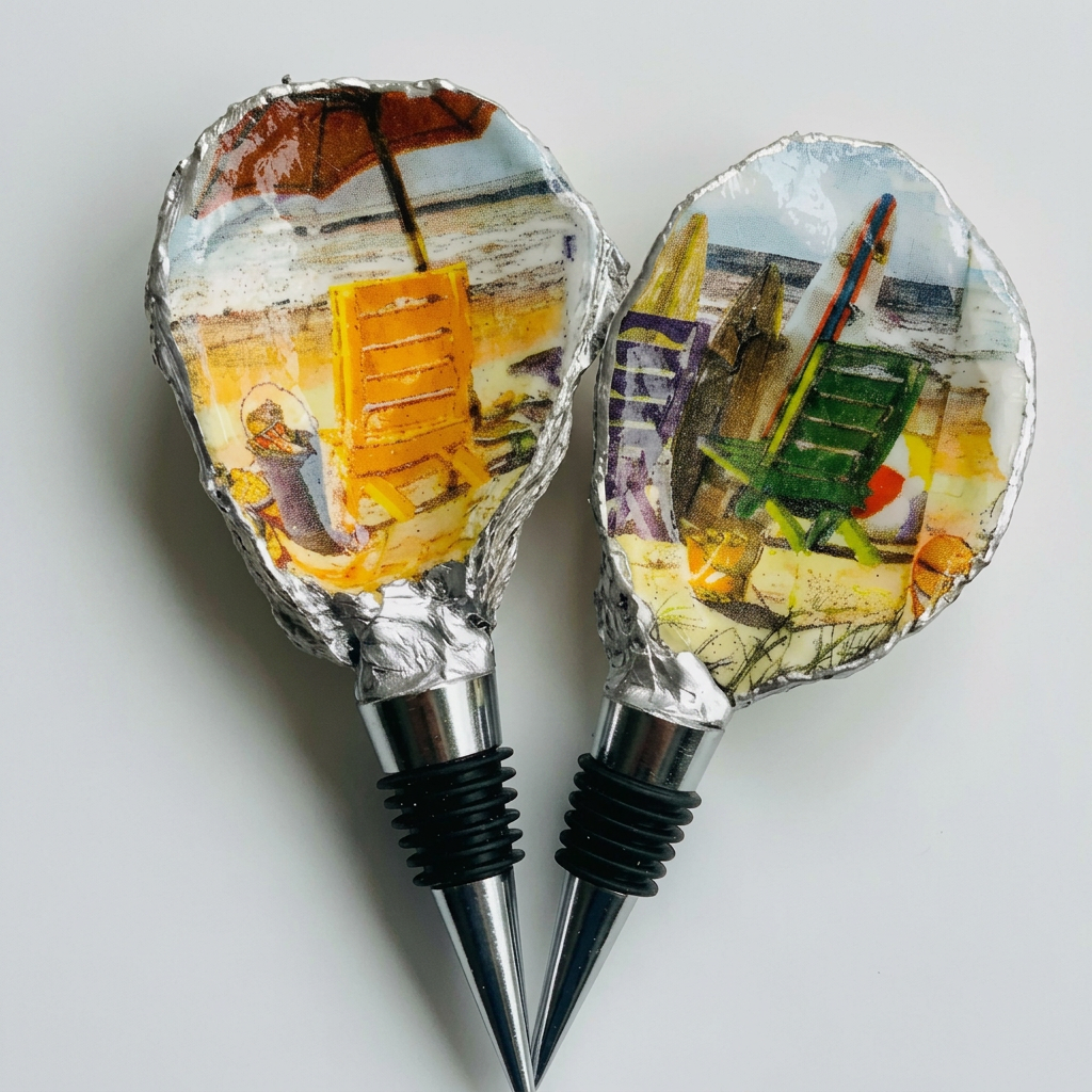 Beach Chair Oyster Shell Wine Stopper