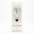 Seahorse motif oyster shell wine stopper with gold rim finish