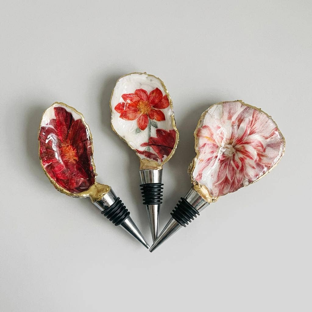 Floral Oyster Shell Stopper Pack 12 Piece