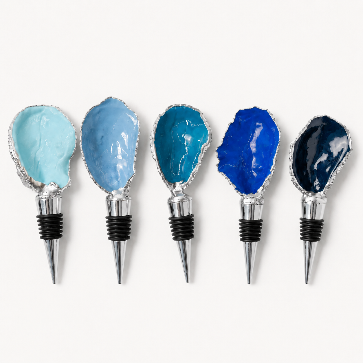 Coastal Blues Oyster Shell Stopper Set