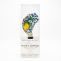 Yellow lemon tile pattern oyster shell wine stopper with gold rim finish