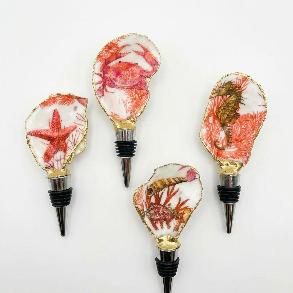 Coral Reef Oyster Shell Wine Stopper