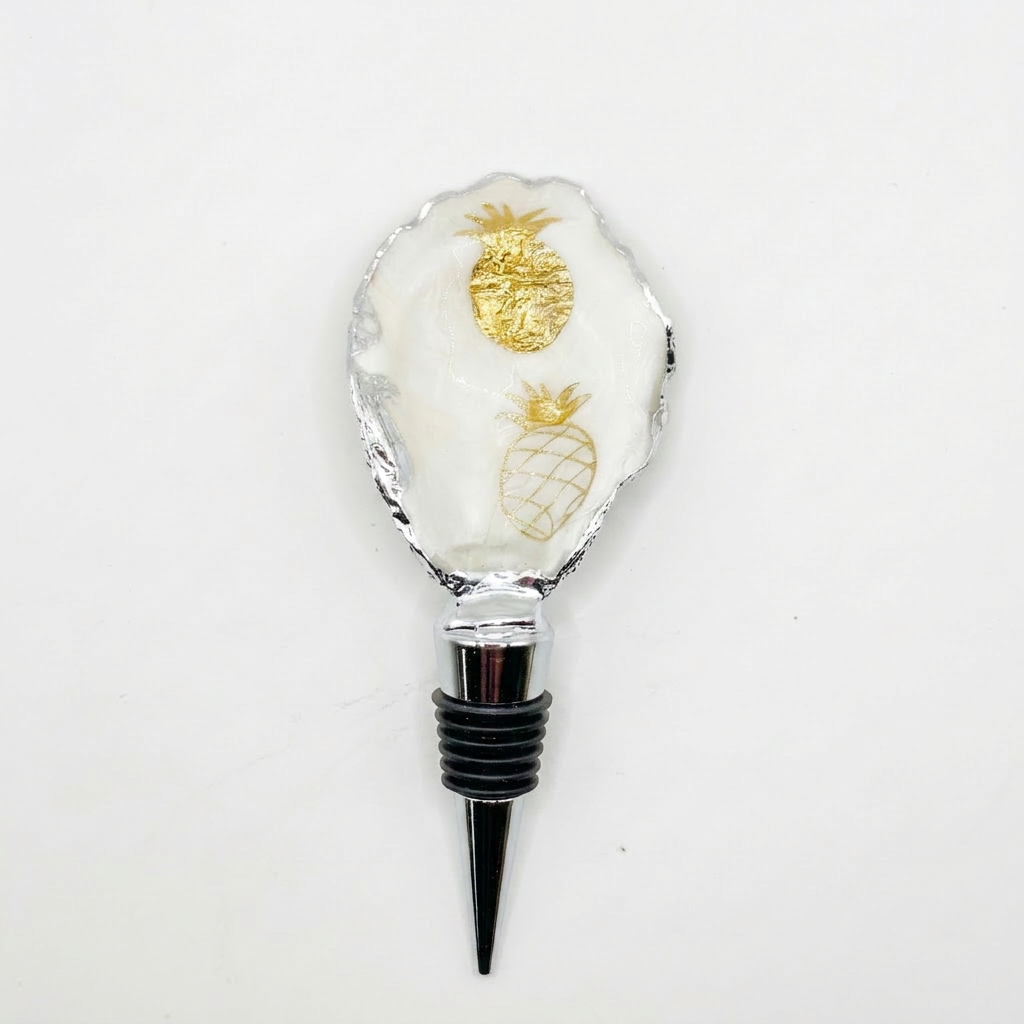 Golden Pineapple Oyster Shell Wine Stopper