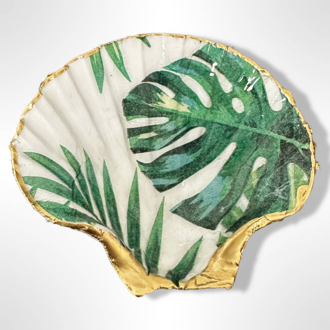 Tropical Oasis Monstera Scallop Dish