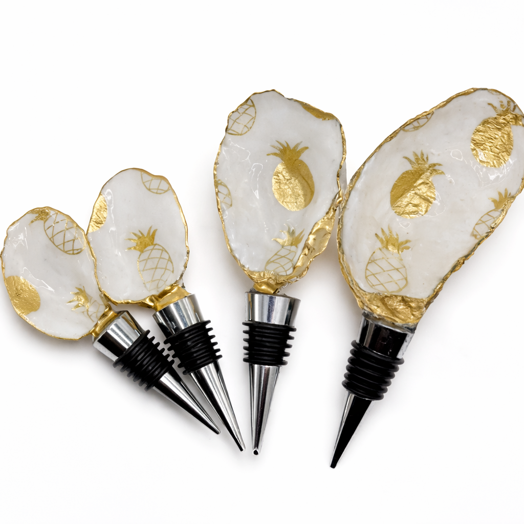 Golden Pineapple Oyster Shell Wine Stopper