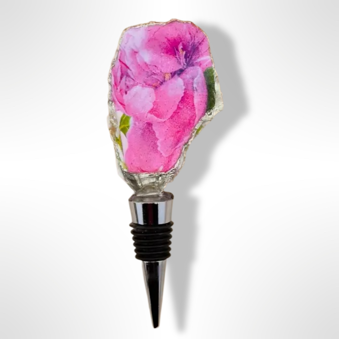Floral Garden Oyster Shell Wine Stopper