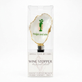 Golf-themed oyster shell wine stopper with gold rim finish