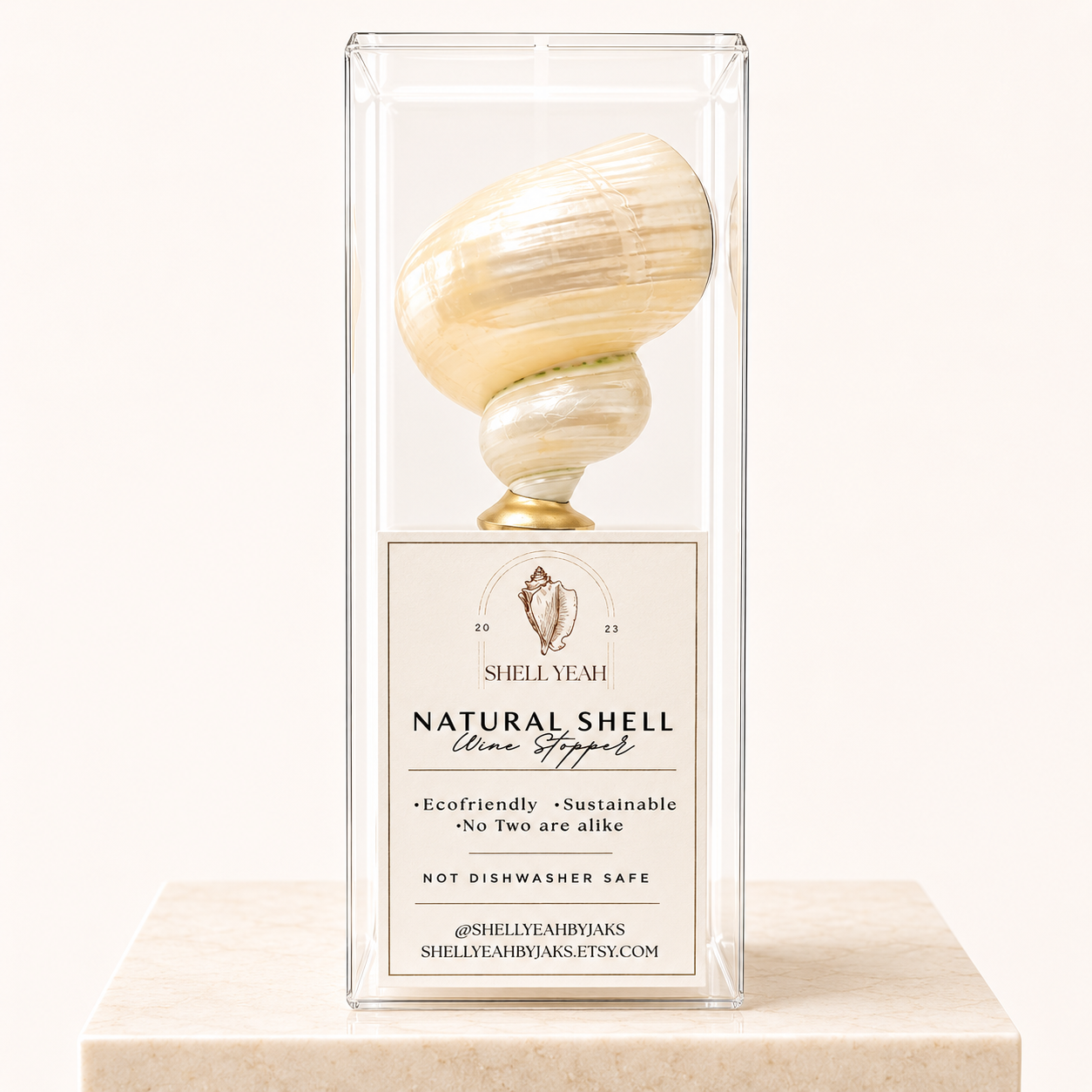 Iridescent Natural Spiral Shell Wine Stopper