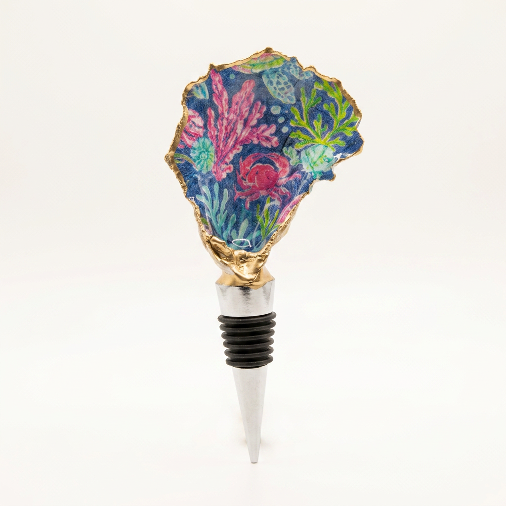 Lily Inspired Sea Oyster Shell Wine Stopper