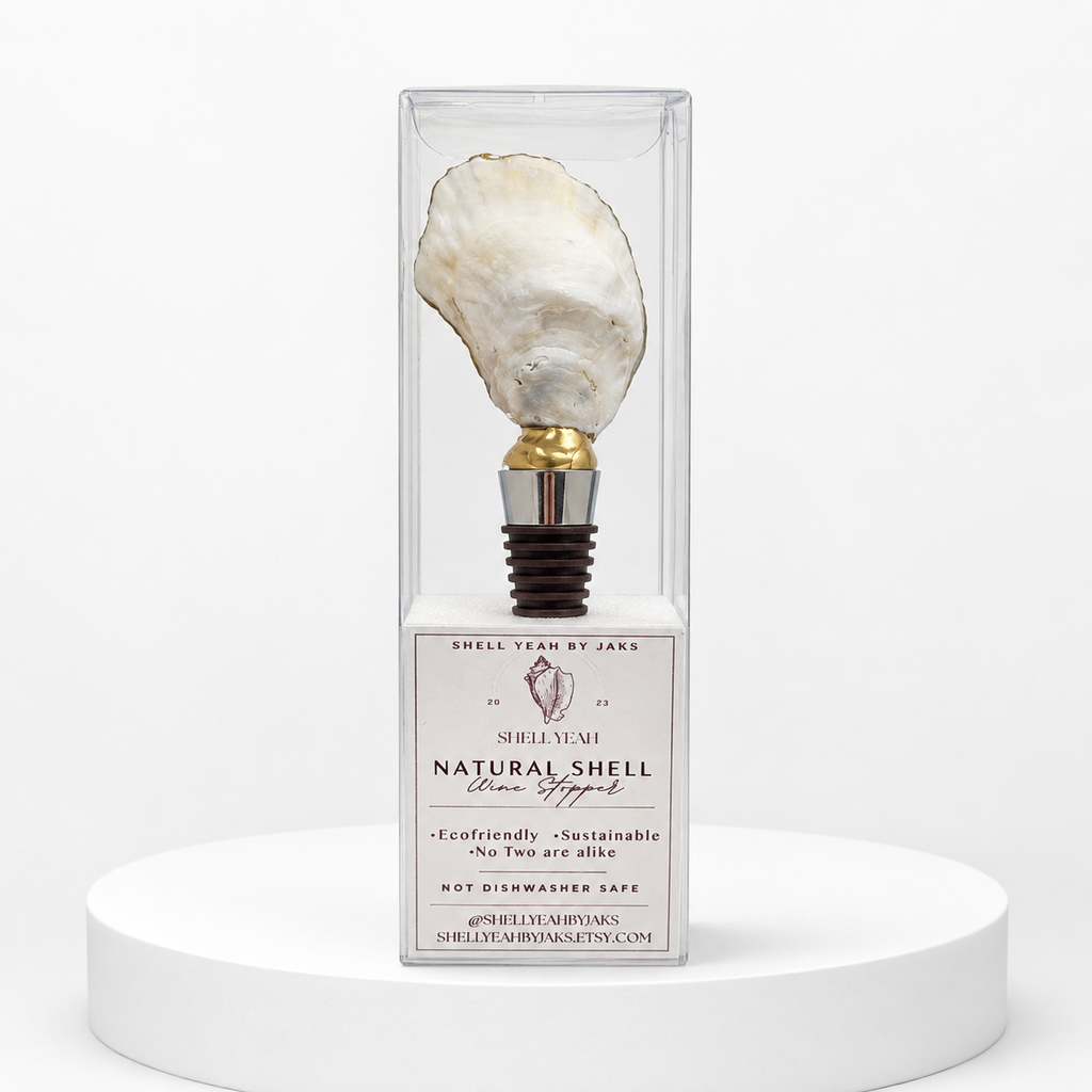 Blue Cornflower Oyster Shell Wine Stopper