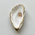 Neutral tone oyster shell trinket dish with gold rim finish