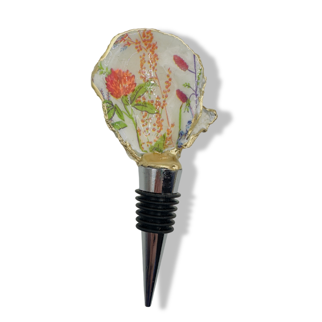 Blue Cornflower Oyster Shell Wine Stopper