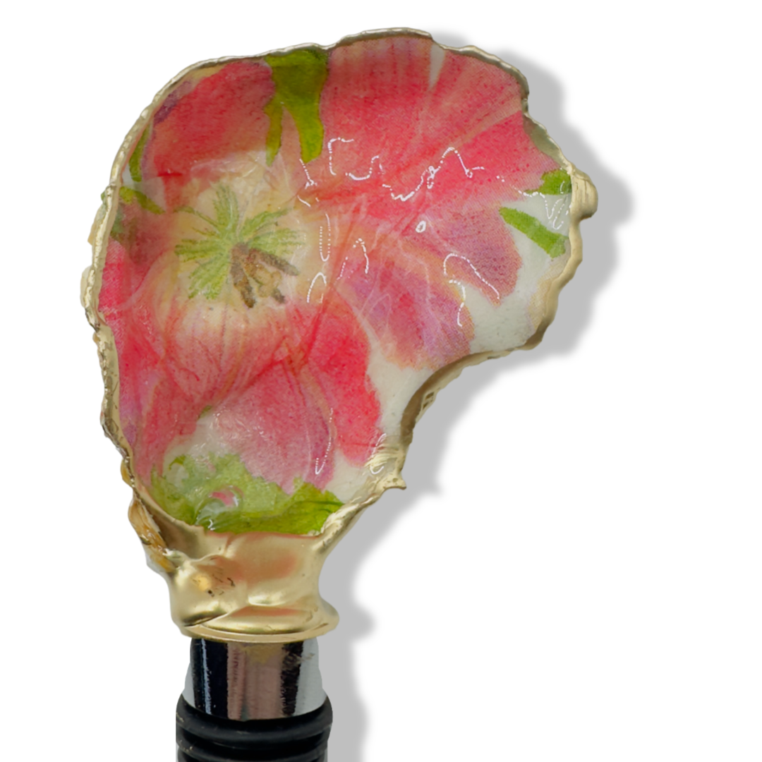 Floral Garden Oyster Shell Wine Stopper
