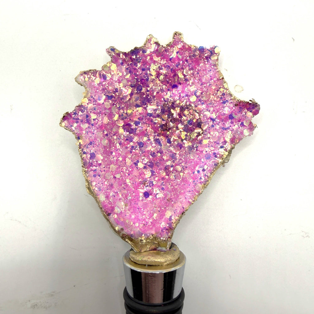 Amethyst Aura Glitter Oyster Shell Wine Stopper
