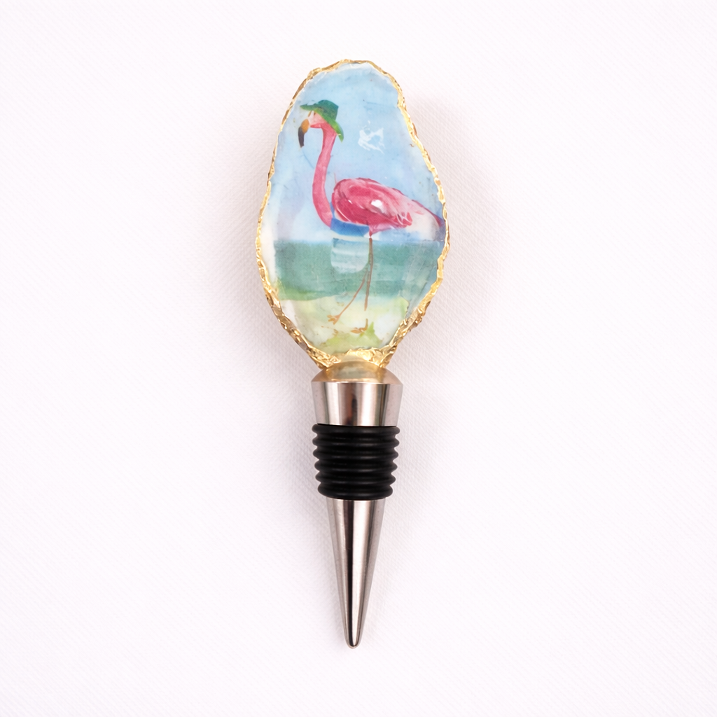 Flamingo Oyster Shell Wine Stopper