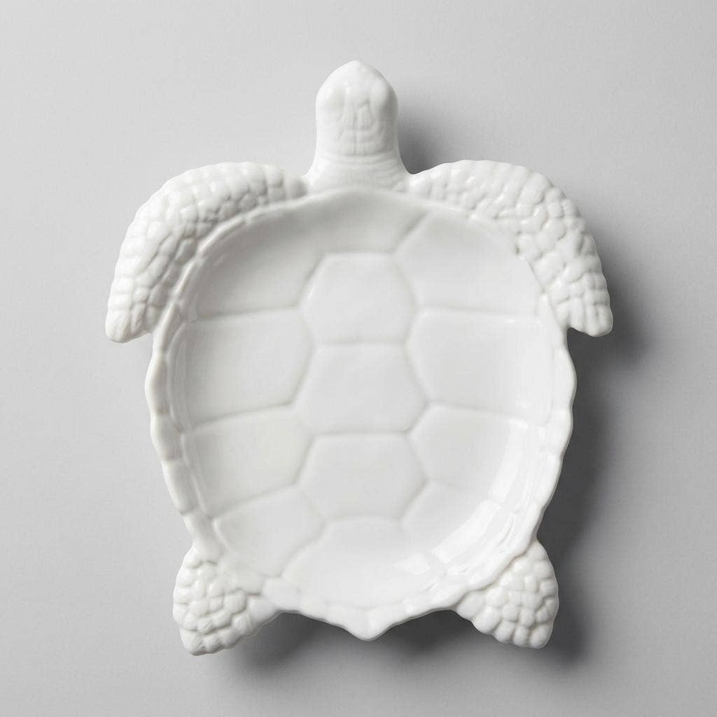 Sea turtle motif food-safe resin serving tray in coastal style