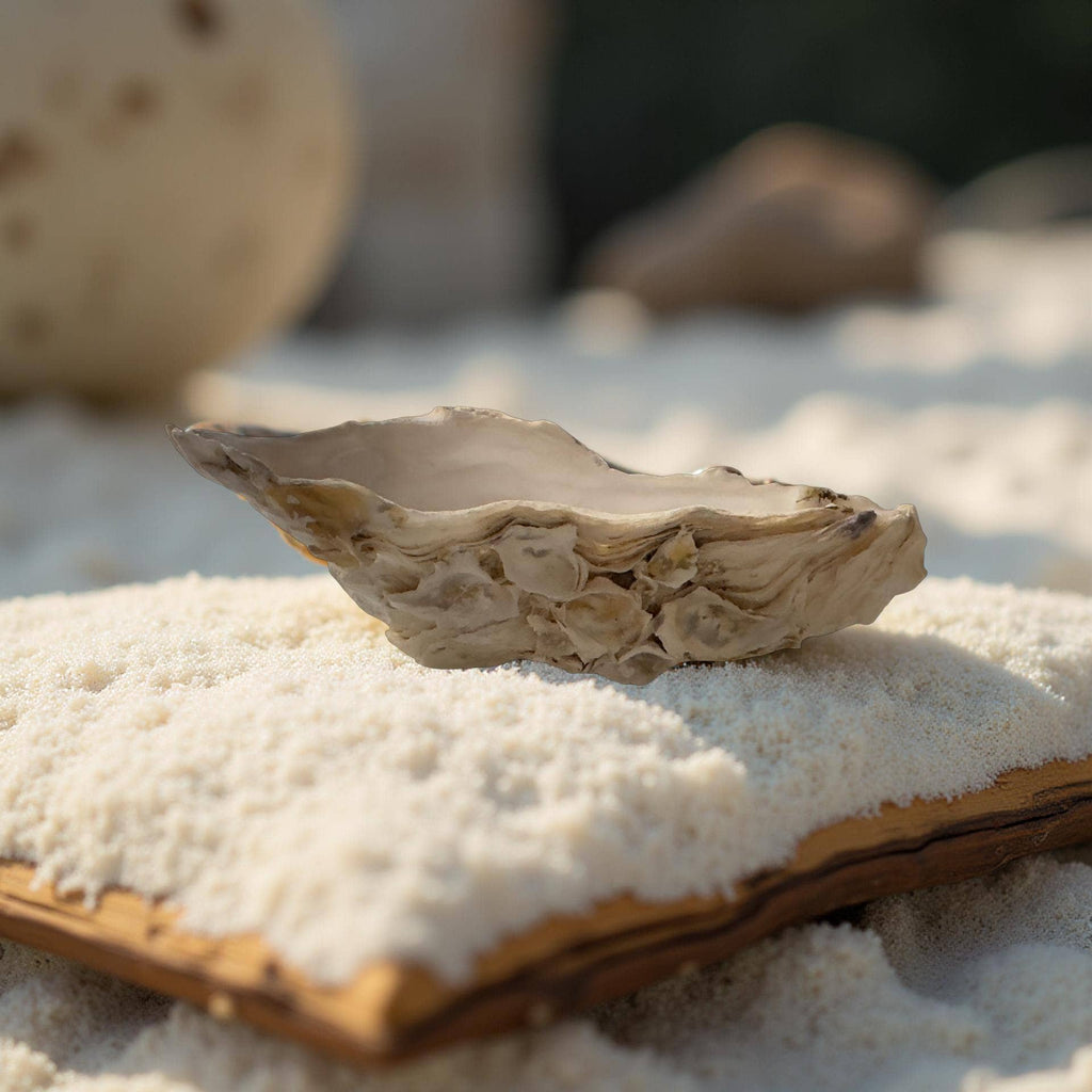 Natural Oyster Shell Trinket Dish Gold Rim Jewelry Catchall