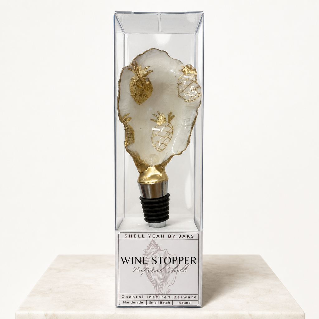 Golden Pineapple Oyster Shell Wine Stopper