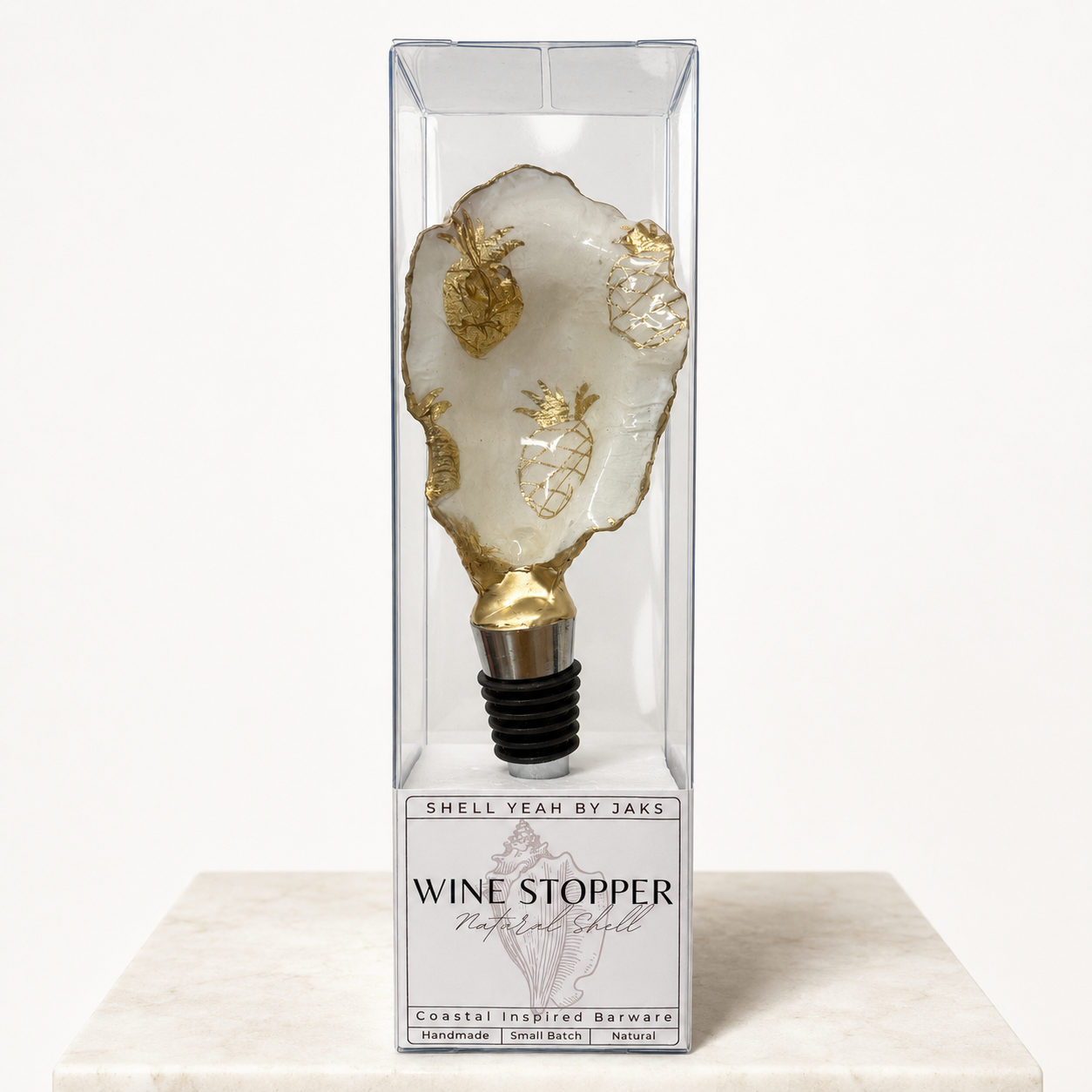 Golden Pineapple Oyster Shell Wine Stopper