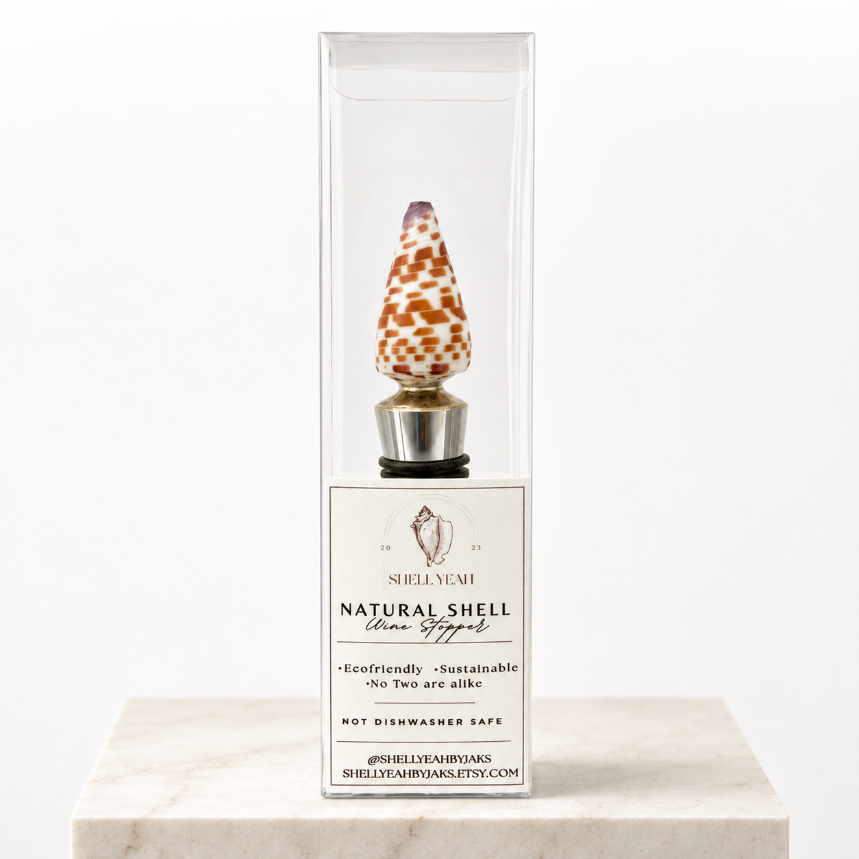 Tesselate Cone Shell Wine Stopper