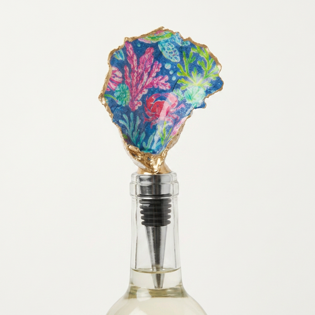 Lily Inspired Sea Oyster Shell Wine Stopper