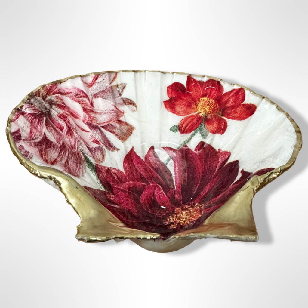 Red Dahlia Scallop Soap Dish