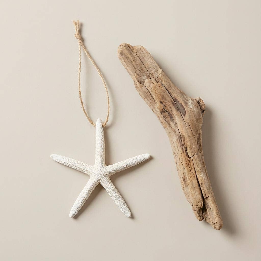 Starfish motif holiday ornament in coastal style