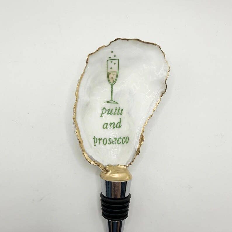 Putts and Prosecco Oyster Shell Wine Stopper