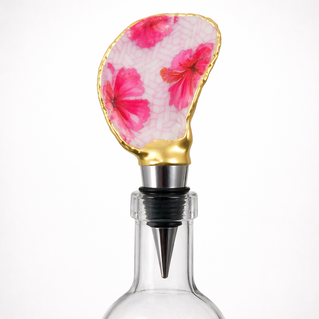 Hibiscus Oyster Shell Wine Stopper