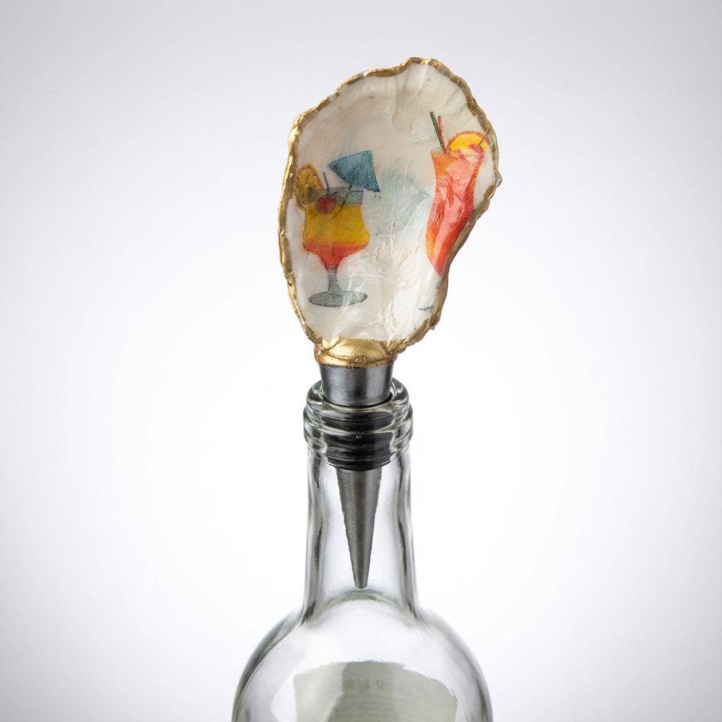 Tropical Cocktail Oyster Shell Wine Stopper
