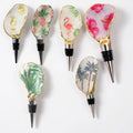 Case pack of 12 tropical motif oyster shell wine stoppers for wholesale