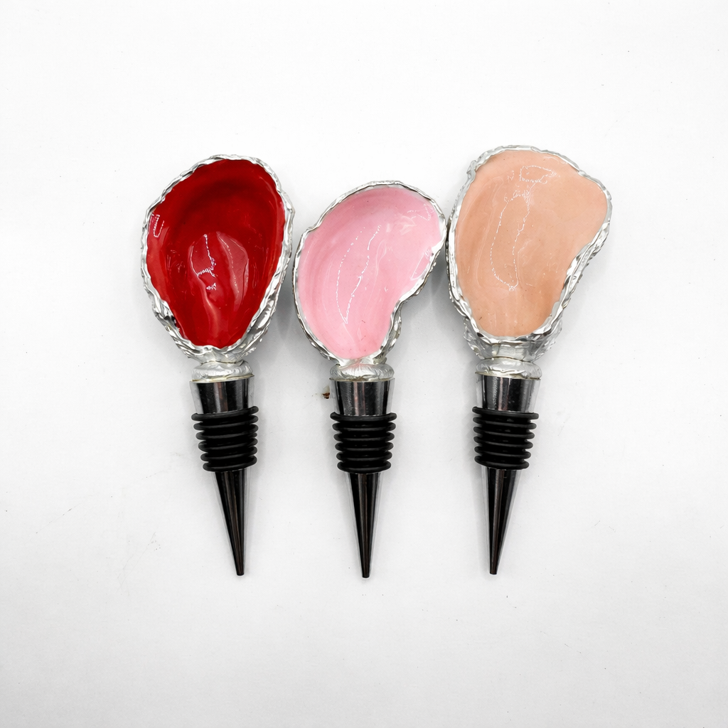 Rosy Coastal Oyster Shell Stopper Set