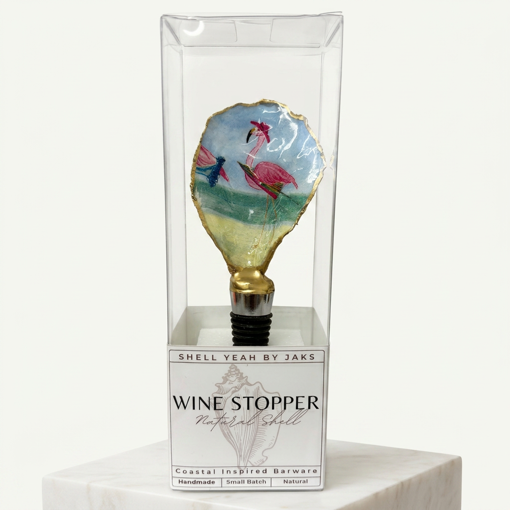 Flamingo Oyster Shell Wine Stopper