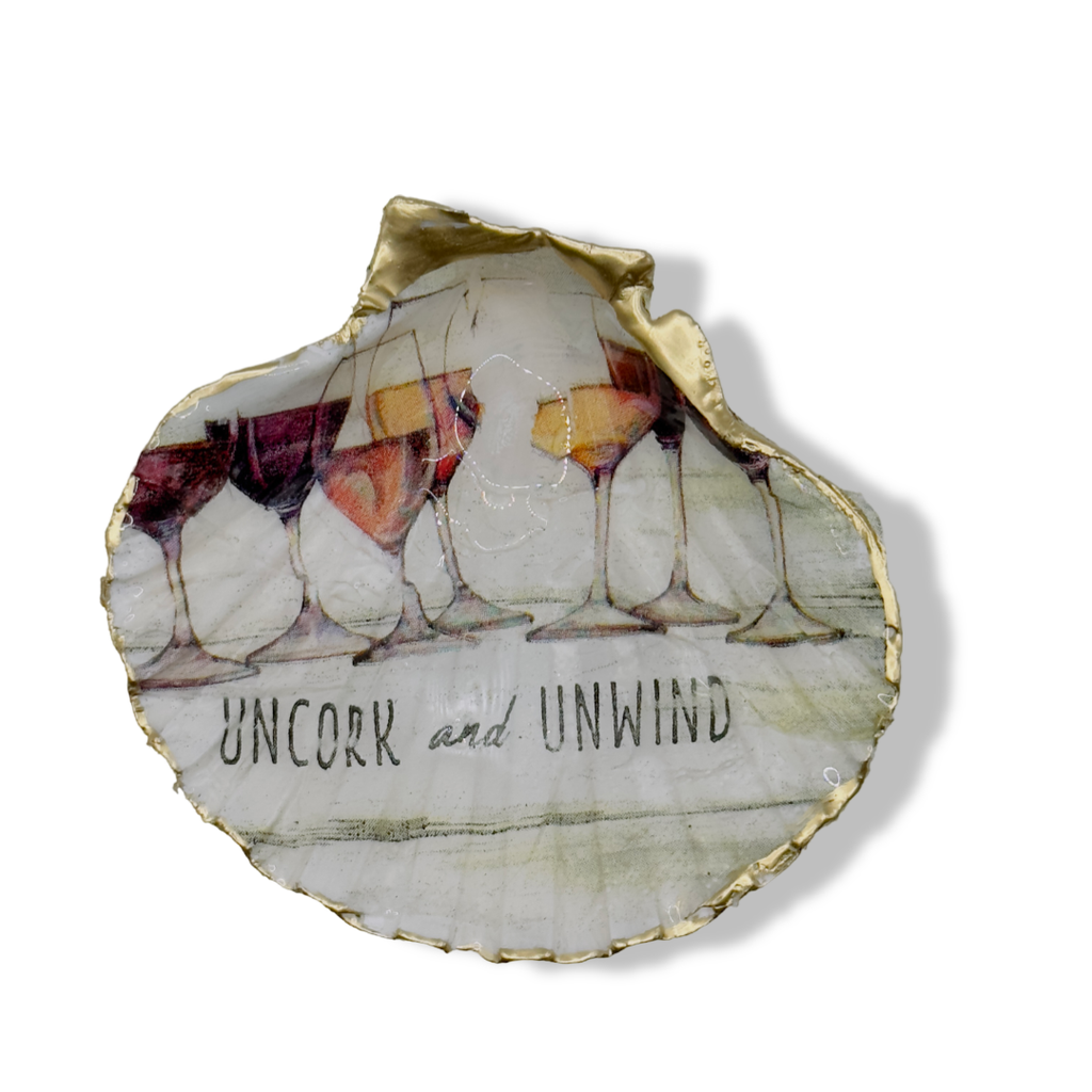 Humorous wine-themed soap dish with gold accents