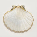 Pink rhinestone scallop shell jewelry dish with gold finish
