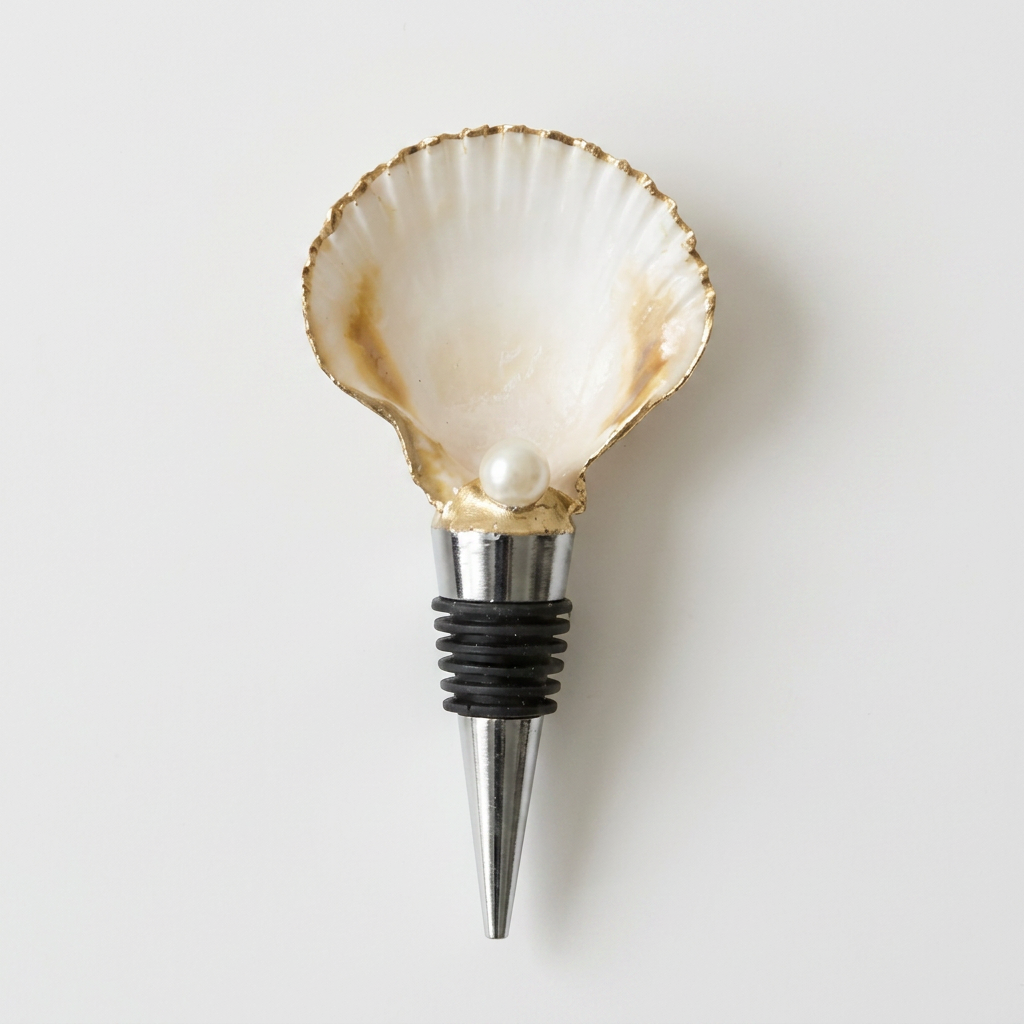 Calico Pearl Scallop Shell Wine Stopper