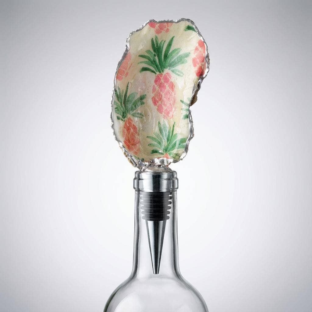 Pink Pineapple Oyster Shell Wine Stopper