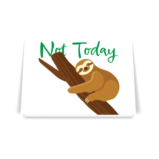 Sleepy Sloth- 7x5 Folded Greeting Card (Set of 10)